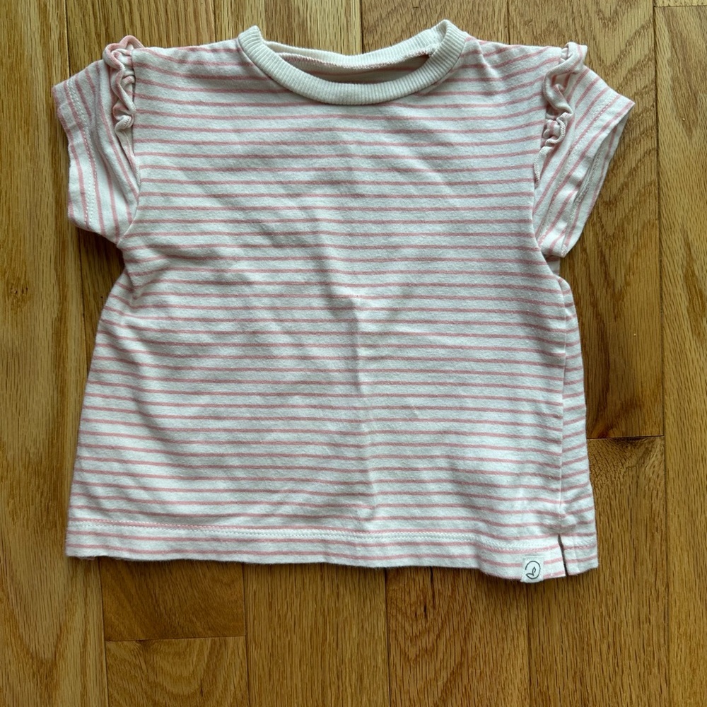 Little Planet Organic Cotton Top in Striped- 12M- Pink and White
